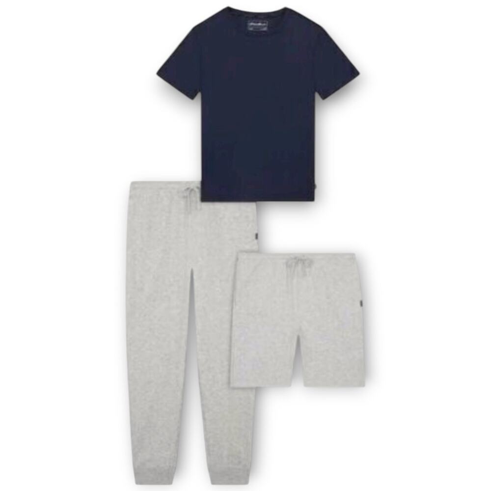 NWT Eddie Bauer Men’s 3-Piece Soft Sleep Set Tee, Joggers & Shorts Lounge Set XL - Picture 3 of 3